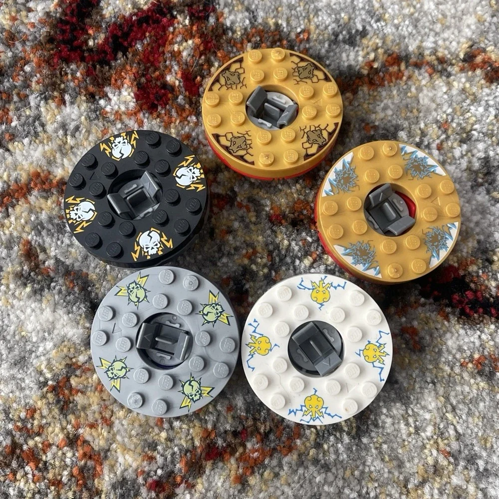 Lot of 5 LEGO Ninjago Spinners Replacement Spinjitzu Black Gold White Red Grey